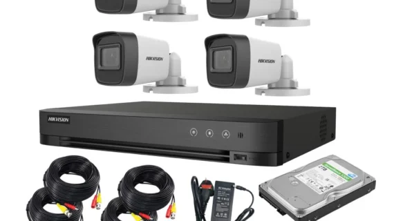 Hikvision 2MP 4-Camera Security System with 4CH DVR, 2TB HDD, Adaptors & Cables – Complete Surveillance Kit