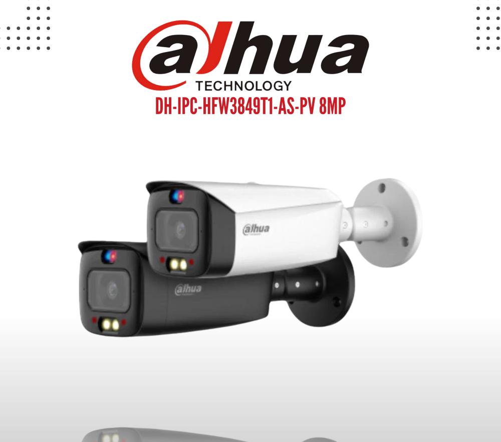 Dahua Network Camera 8MP Smart Dual Illumination Active Deterrence Fixed-focal Bullet WizSense DH-IPC-HFW3849T1-AS-PV-S3625